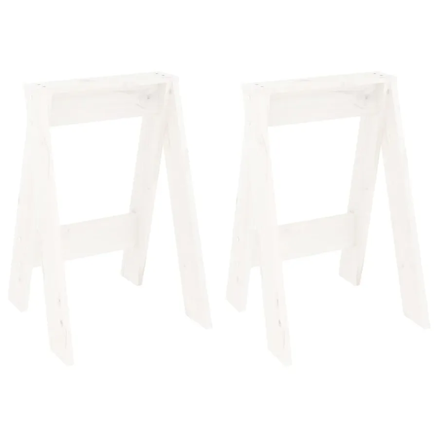Tabourets lot de 2 blanc 40x40x60 cm bois massif de pin - 2