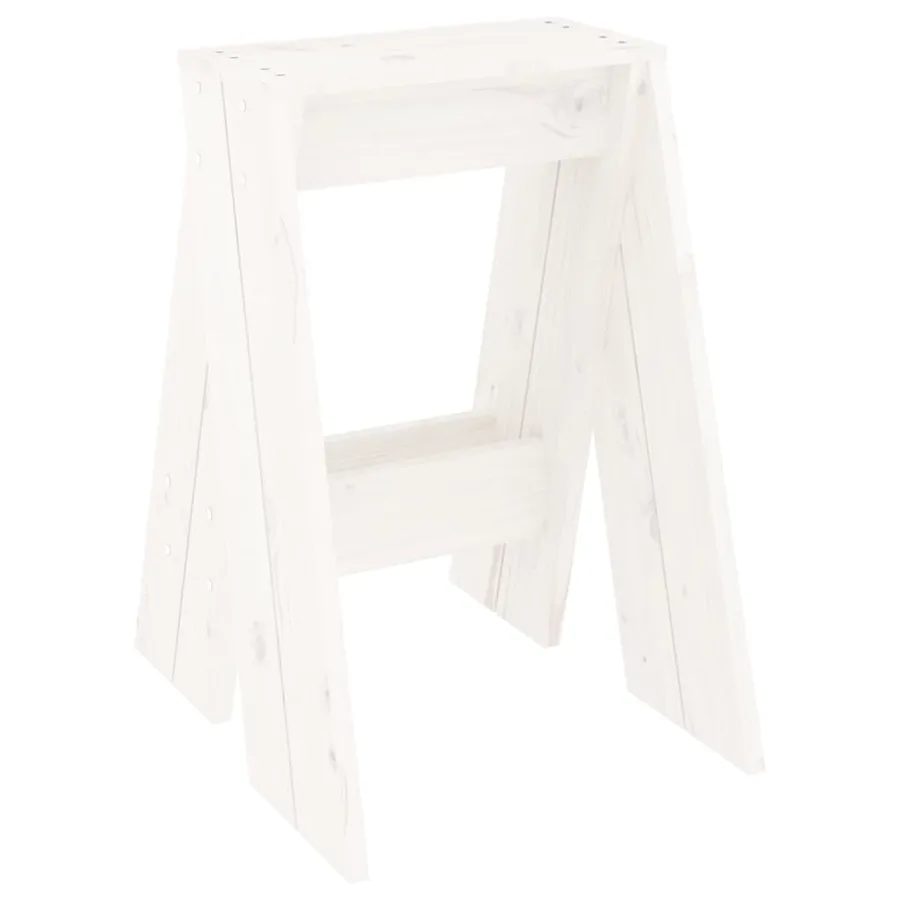 Tabourets lot de 2 blanc 40x40x60 cm bois massif de pin - 5