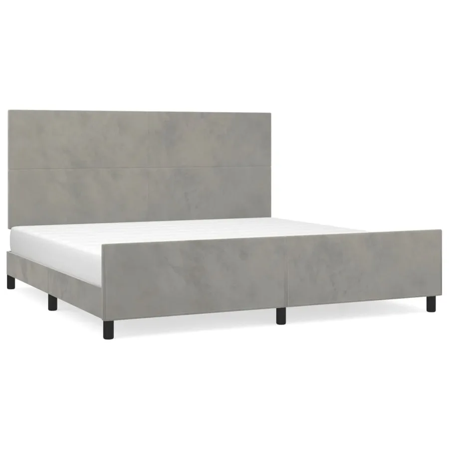 Cadre de lit sans matelas gris clair 200x200 cm velours - 2