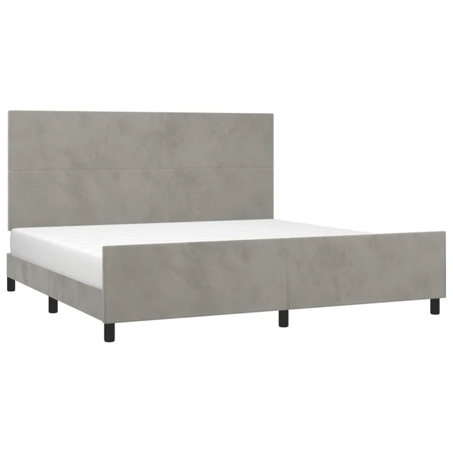 Cadre de lit sans matelas gris clair 200x200 cm velours - 3