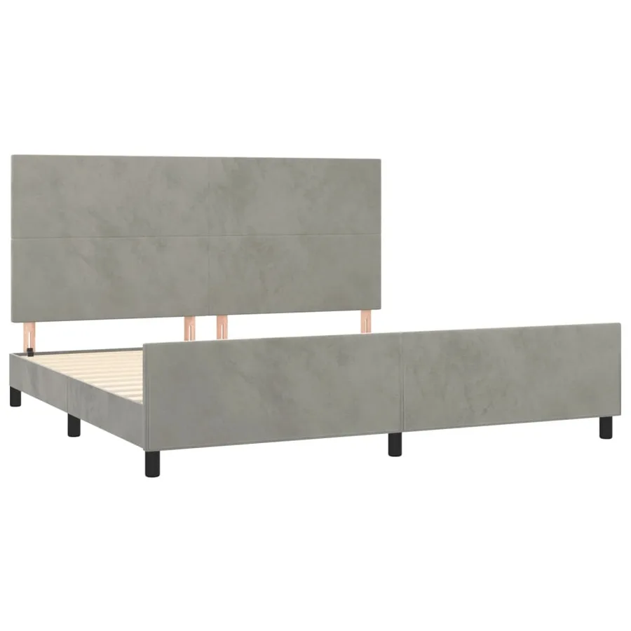 Cadre de lit sans matelas gris clair 200x200 cm velours - 4