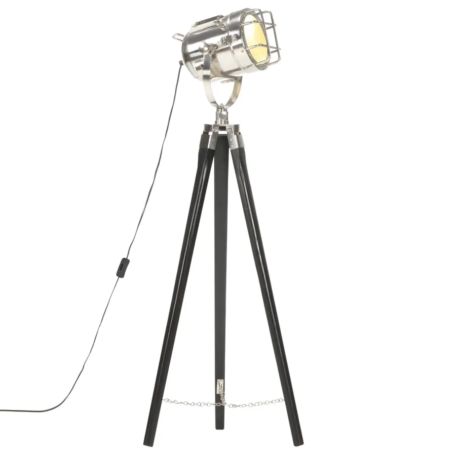 Lampadaire à trépied Noir Bois de manguier massif 97 cm