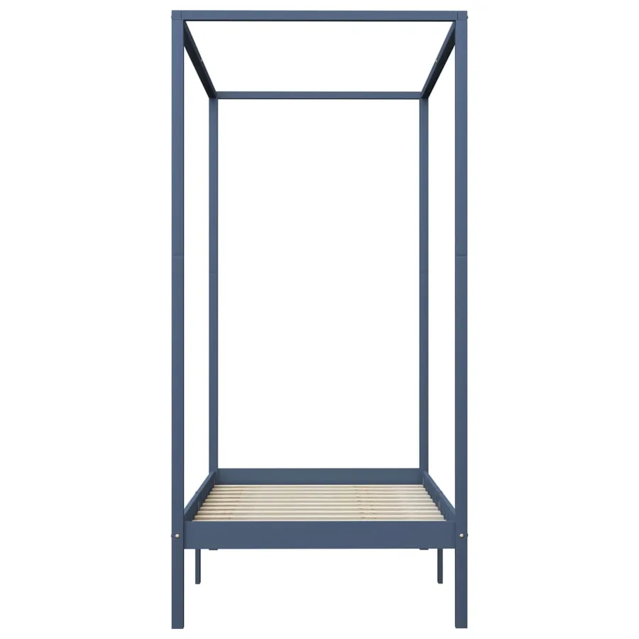 Cadre de lit à baldaquin sans matelas gris bois massif 90x200cm - 3