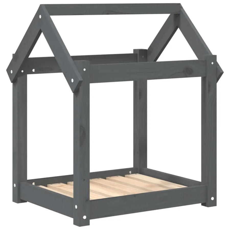 Lit pour chien Gris 61x50x70 cm Bois de pin solide - 2