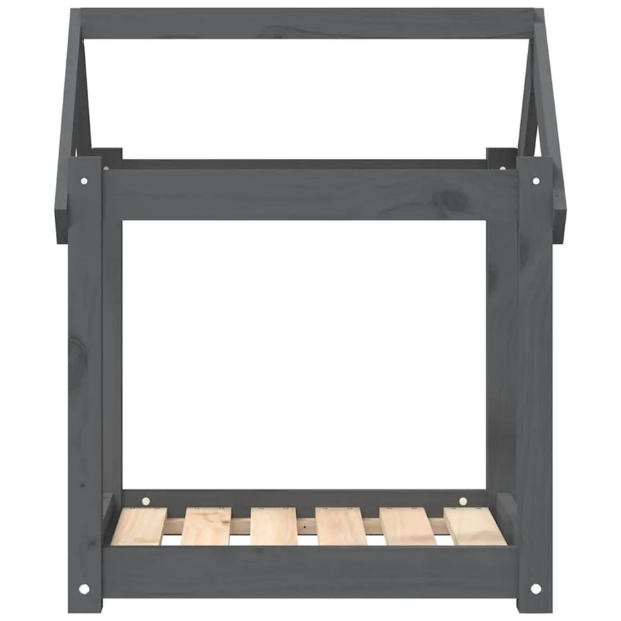 Lit pour chien Gris 61x50x70 cm Bois de pin solide - 5