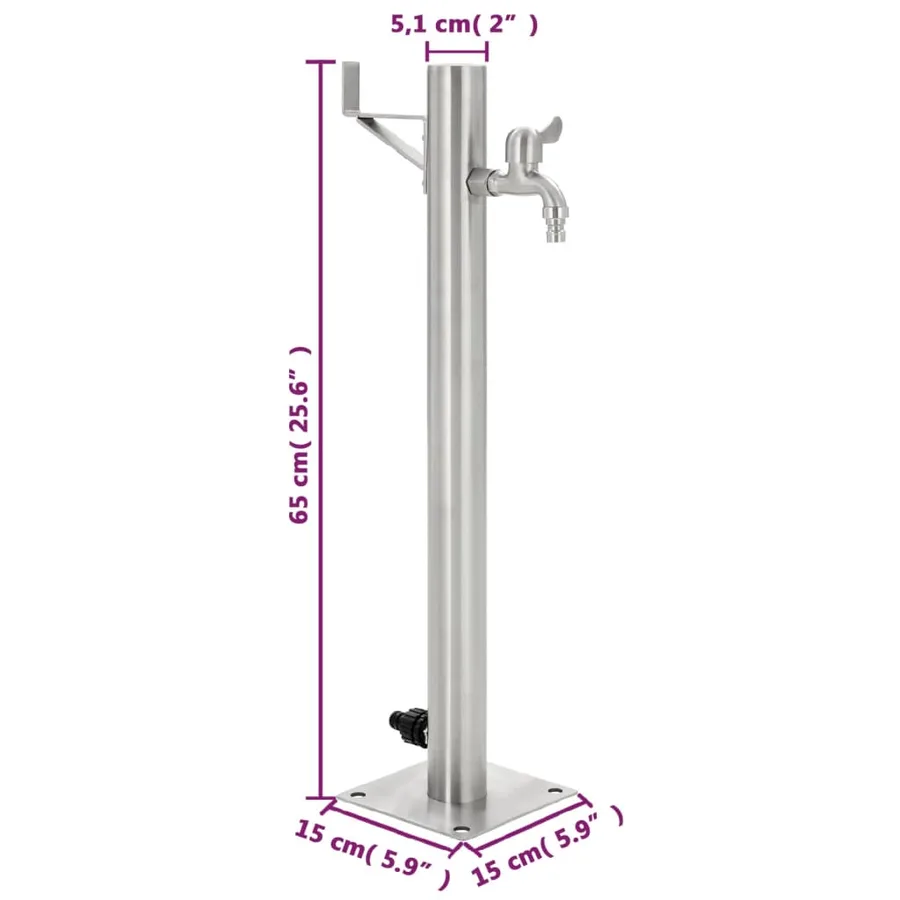 Colonne à eau de jardin ronde Acier inoxydable 65 cm - 8