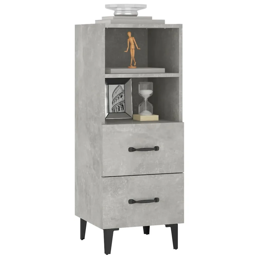 Buffet Gris béton 34,5x34x90 cm Bois d'ingénierie - 4
