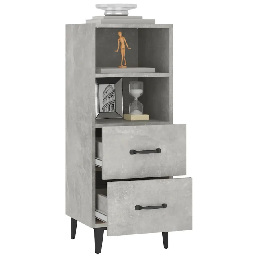 Buffet Gris béton 34,5x34x90 cm Bois d'ingénierie - 5