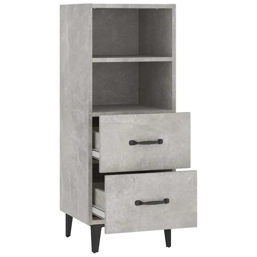 Buffet Gris béton 34,5x34x90 cm Bois d'ingénierie - 7