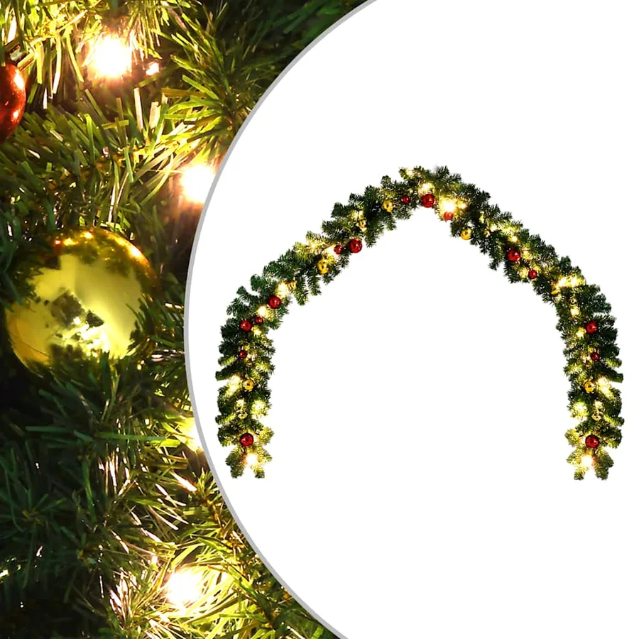 Guirlande de Noël décorée avec boules et lumières LED 10 m - 2