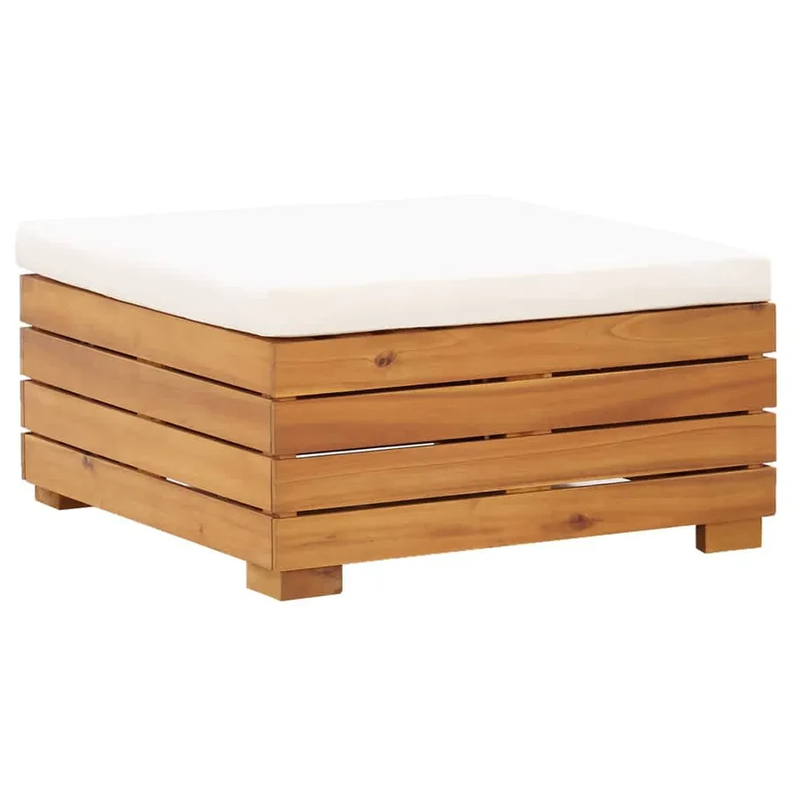 Table et repose-pied de jardin et coussin Bois d'acacia massif - 3