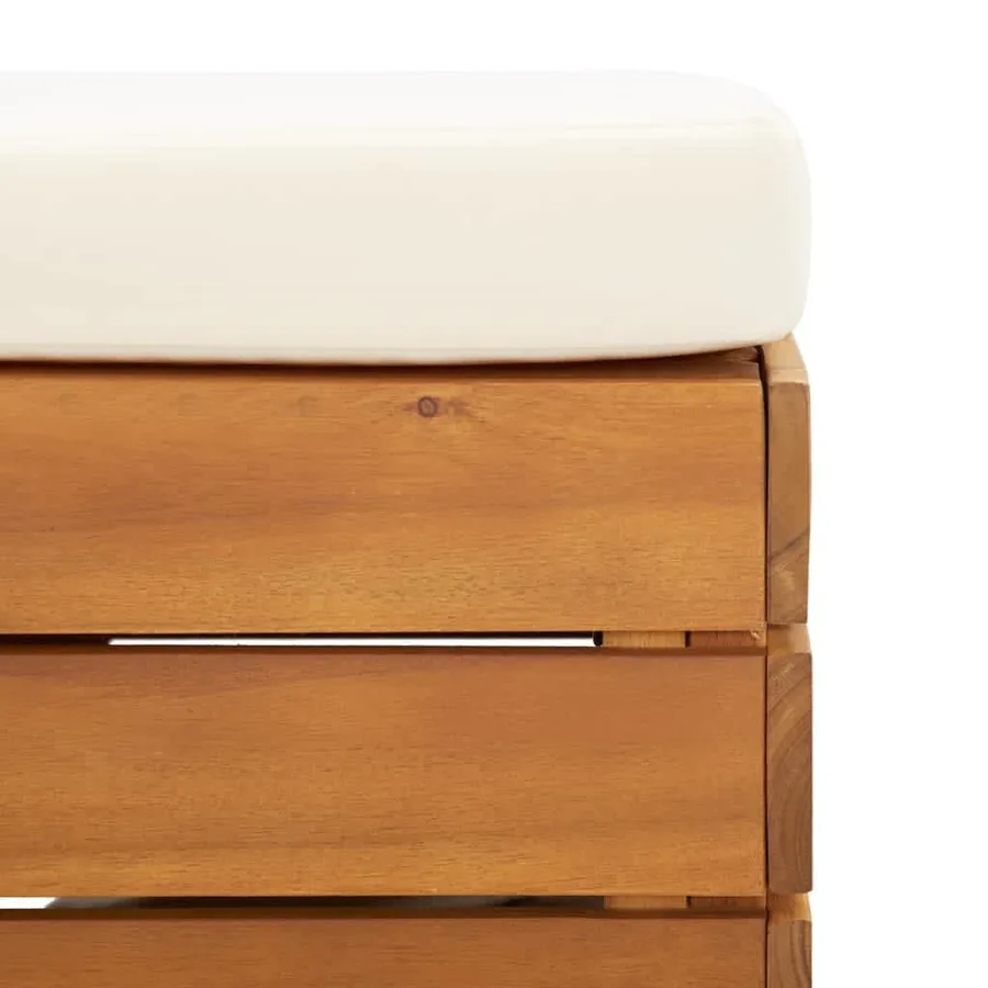 Table et repose-pied de jardin et coussin Bois d'acacia massif - 6