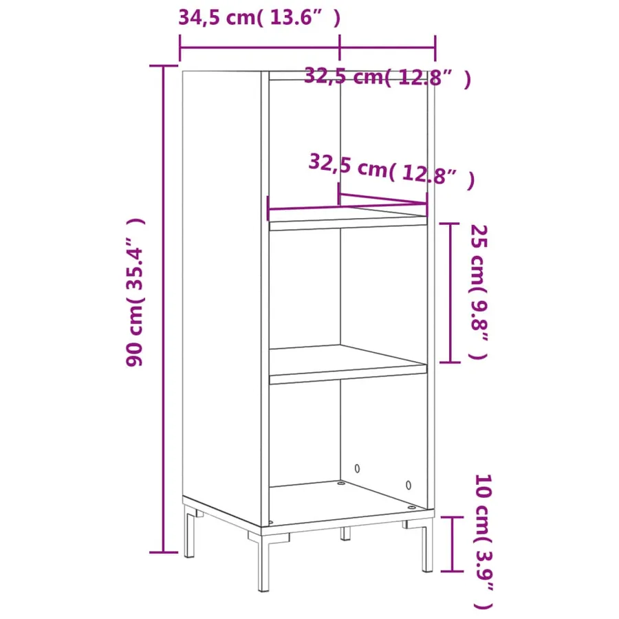 Buffet blanc 34,5x32,5x90 cm bois d'ingénierie - 9
