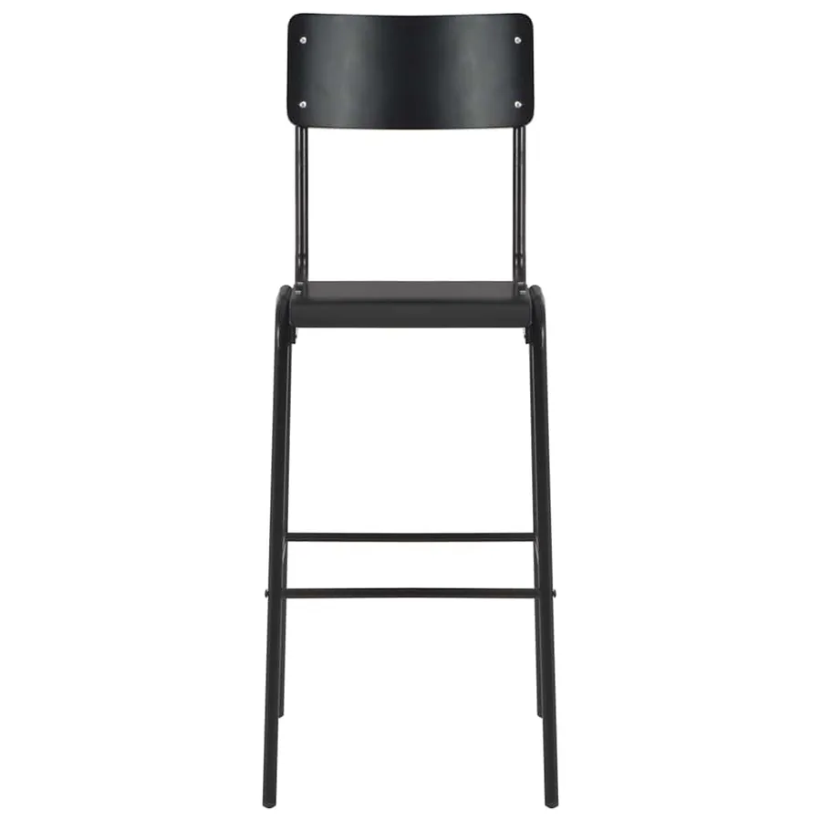 Chaises de bar lot de 2 noir contreplaqué solide et acier - 2