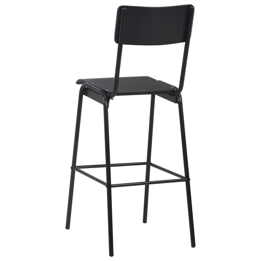 Chaises de bar lot de 2 noir contreplaqué solide et acier - 5