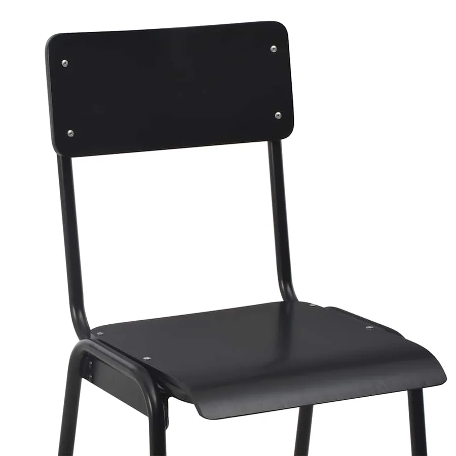 Chaises de bar lot de 2 noir contreplaqué solide et acier - 6