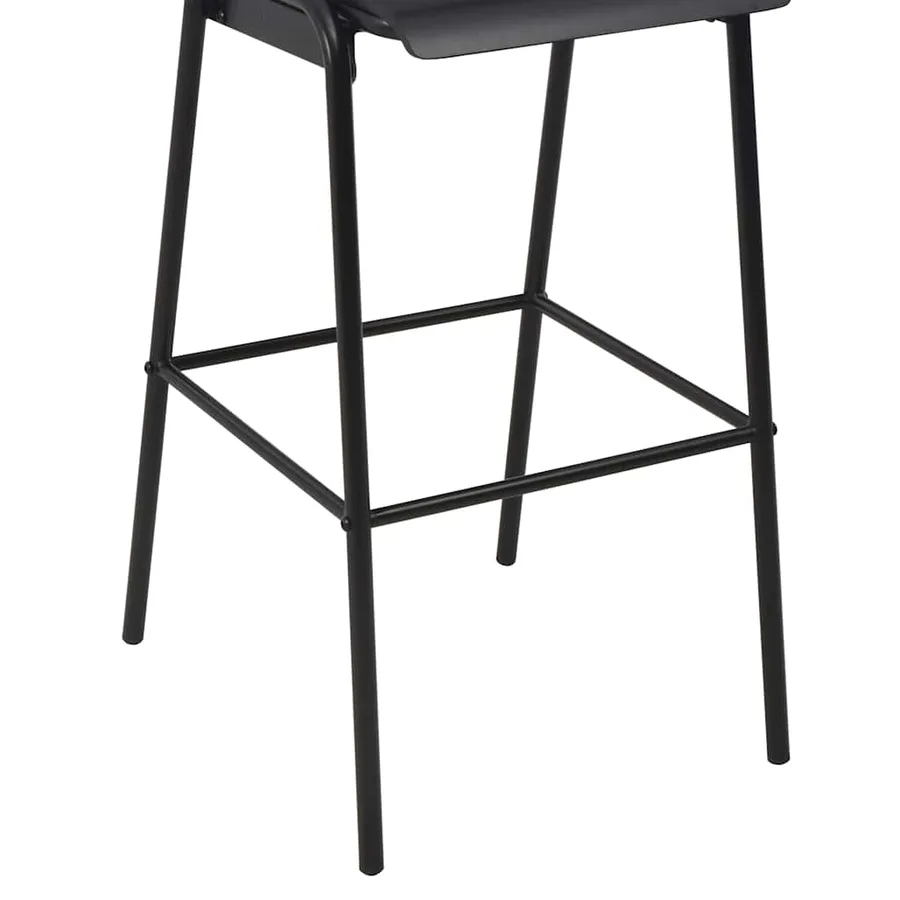 Chaises de bar lot de 2 noir contreplaqué solide et acier - 7
