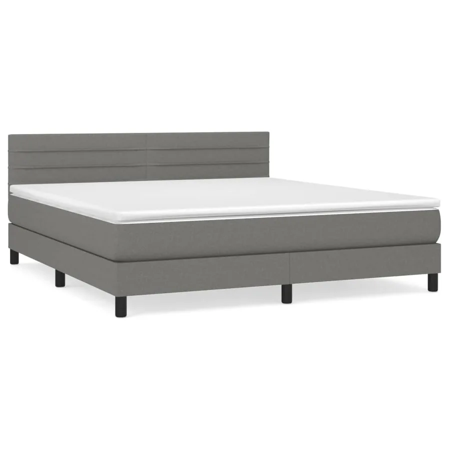 Sommier à lattes de lit avec matelas Gris foncé 180x200cm Tissu - 2