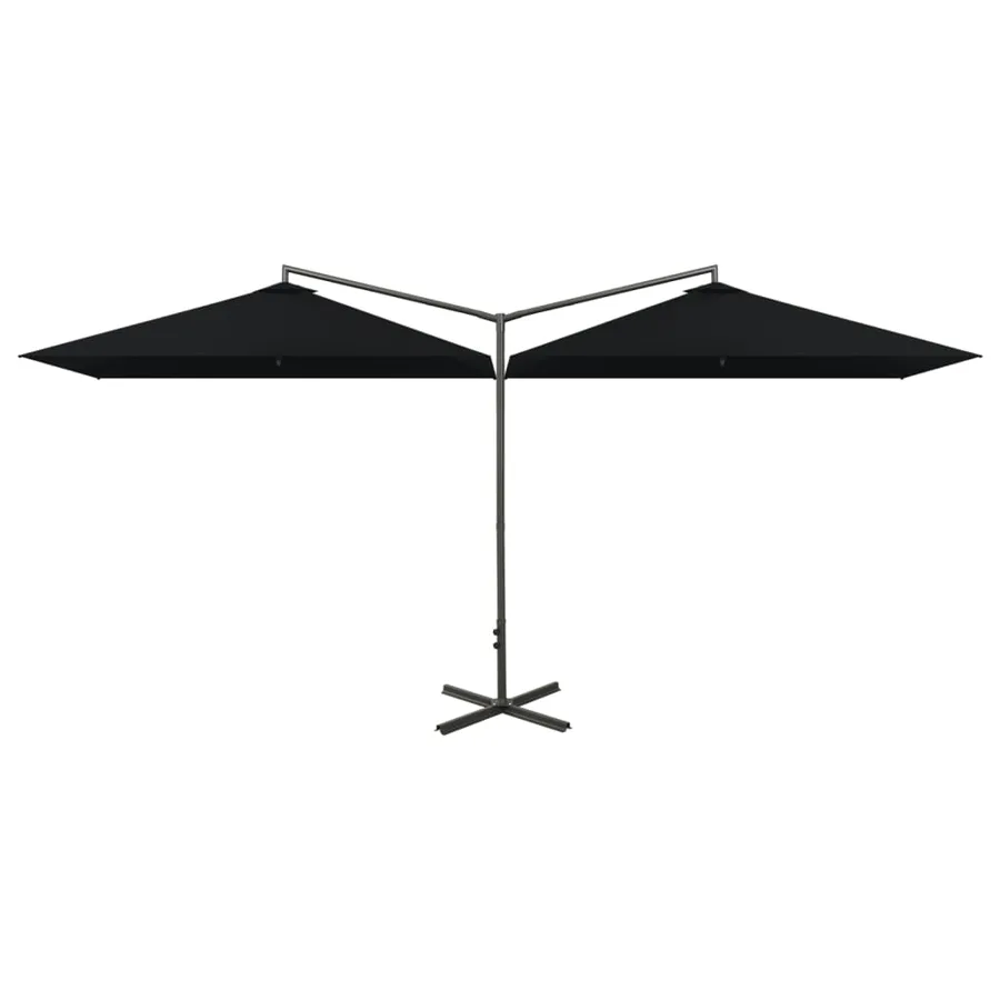 Parasol de jardin double avec mât en acier noir 600x300 cm - 2