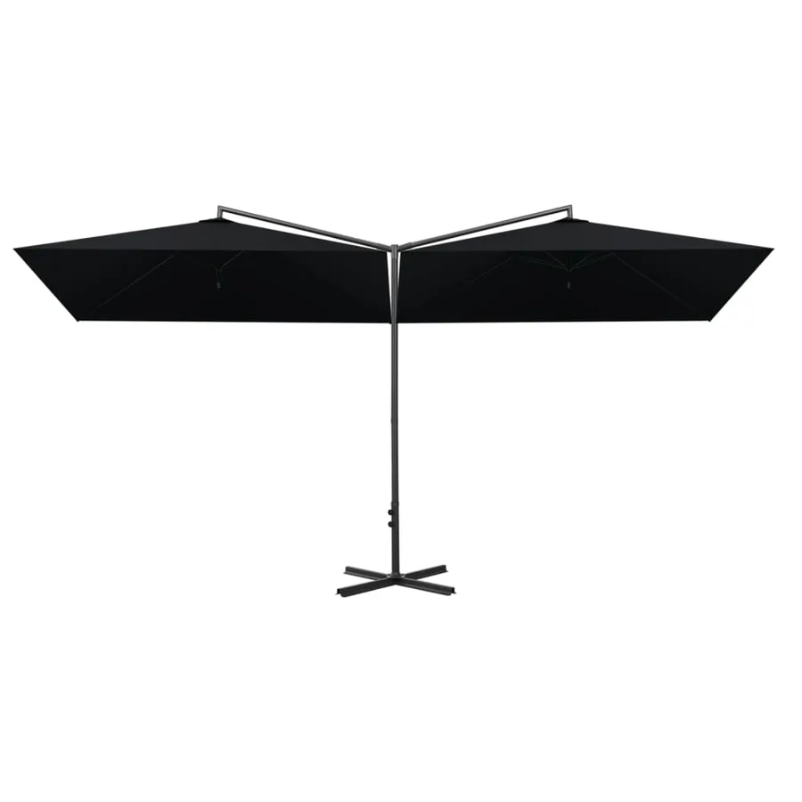 Parasol de jardin double avec mât en acier noir 600x300 cm - 3