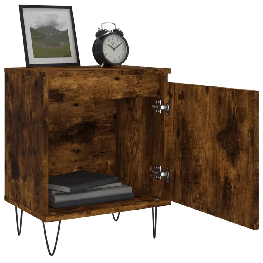 Table de chevet chêne fumé 40x30x50 cm bois d'ingénierie - 4