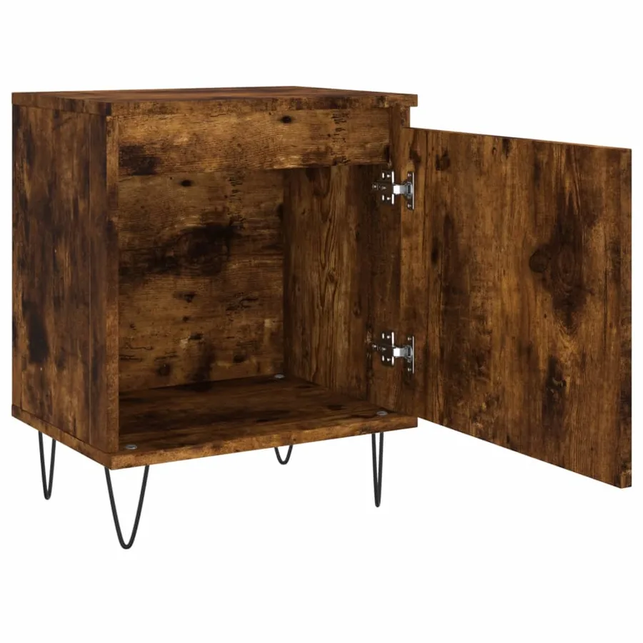 Table de chevet chêne fumé 40x30x50 cm bois d'ingénierie - 6