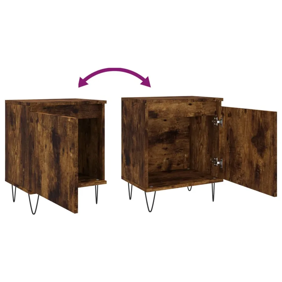 Table de chevet chêne fumé 40x30x50 cm bois d'ingénierie - 9