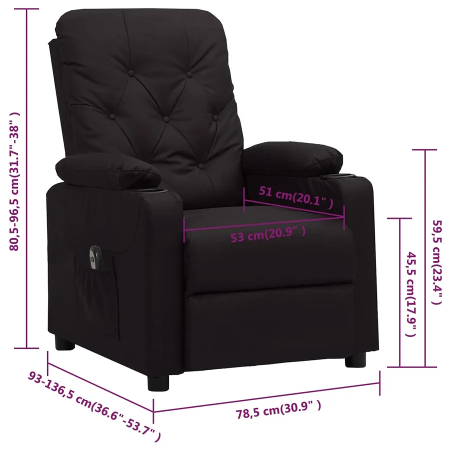 Fauteuil inclinable électrique Noir Similicuir - 11