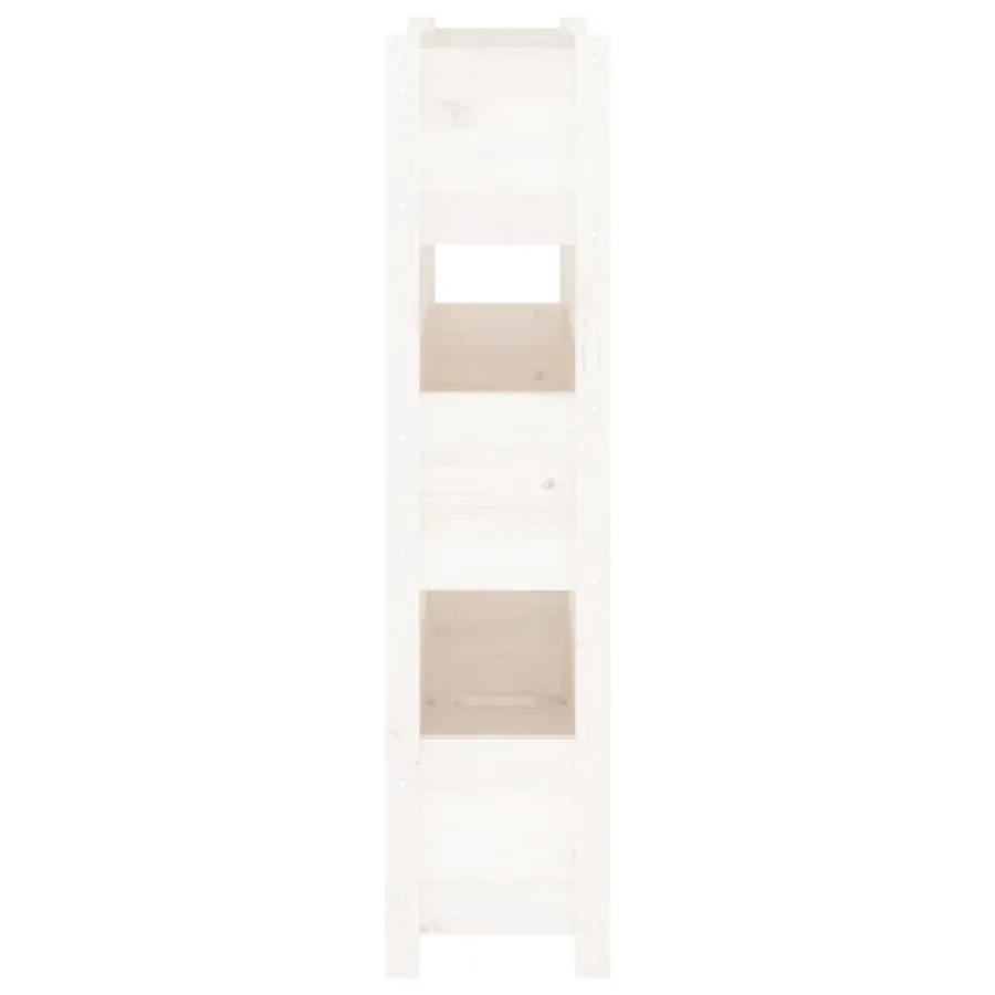 Jardinière Blanc 77x25x104,5 cm Bois massif de pin - 6