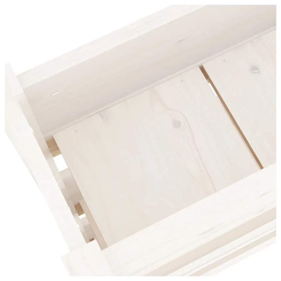 Jardinière Blanc 77x25x104,5 cm Bois massif de pin - 7