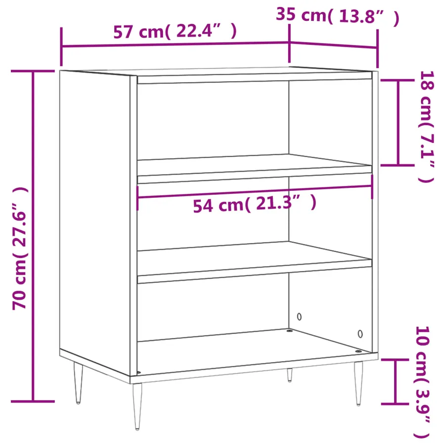 Buffet blanc 57x35x70 cm bois d’ingénierie - 9