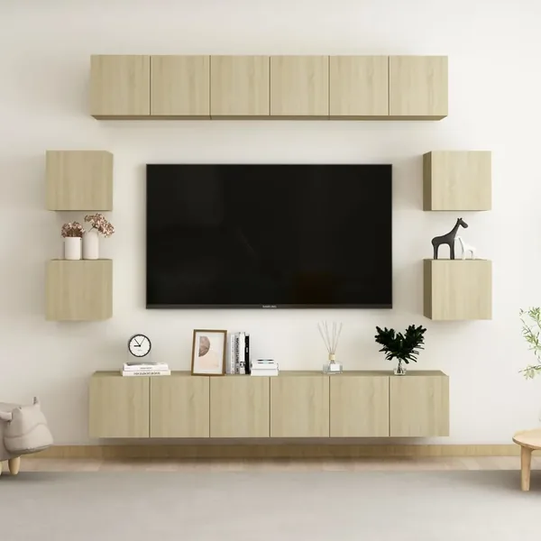 Ensemble de meubles TV 10 pcs Chêne sonoma Bois d'ingénierie