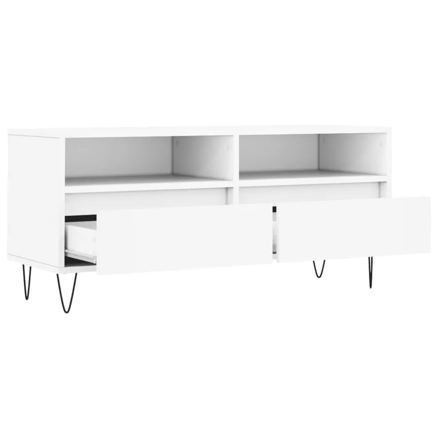 Meuble TV blanc 100x34,5x44,5 cm bois d'ingénierie - 6
