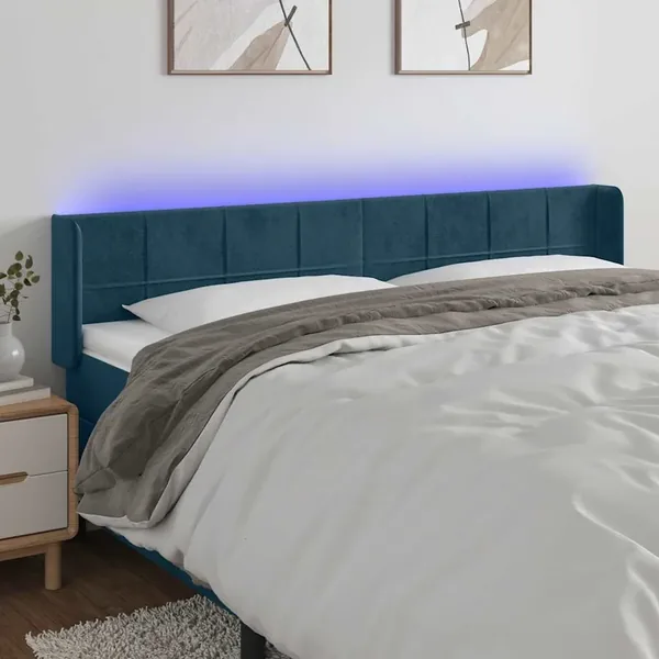 Tête de lit à LED Bleu foncé 183x16x78/88 cm Velours