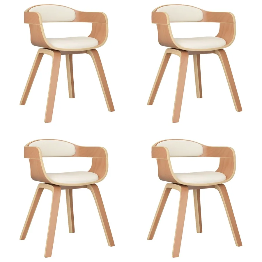 Chaises à manger lot de 4 crème similicuir et bois courbé - 2
