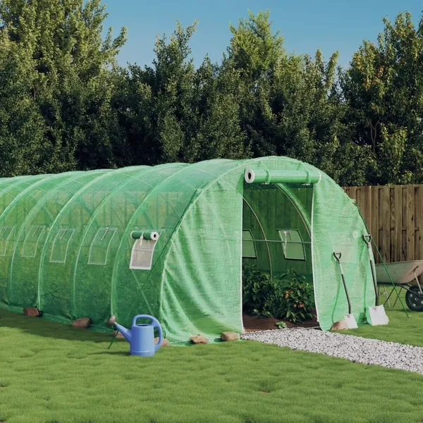 Serre avec cadre en acier vert 42 m² 14x3x2 m
