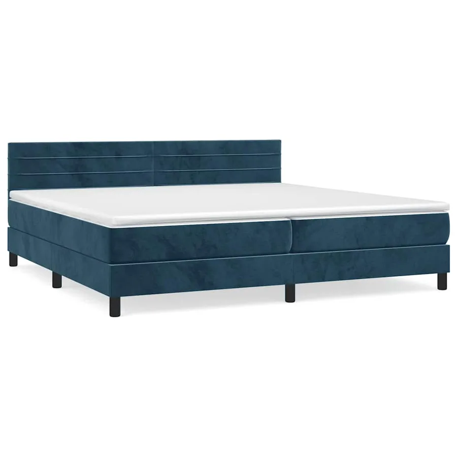 Sommier à lattes de lit et matelas Bleu foncé 200x200cm Velours - 2