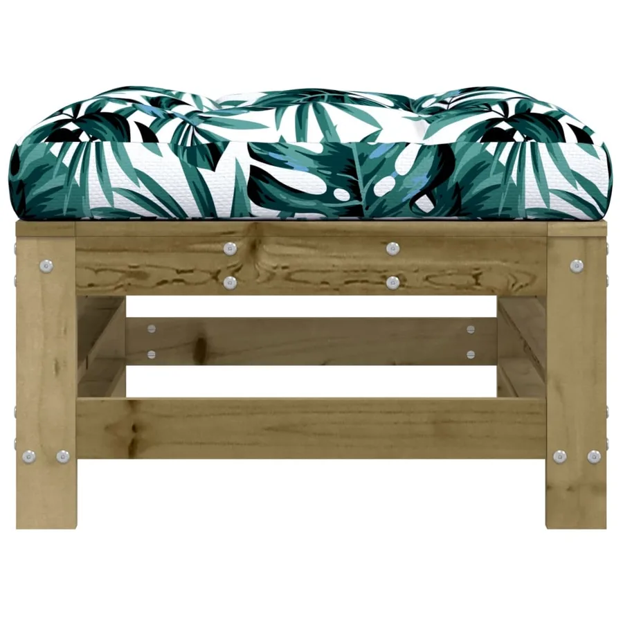 Repose-pieds de jardin et coussins lot de 2 bois pin imprégné - 4
