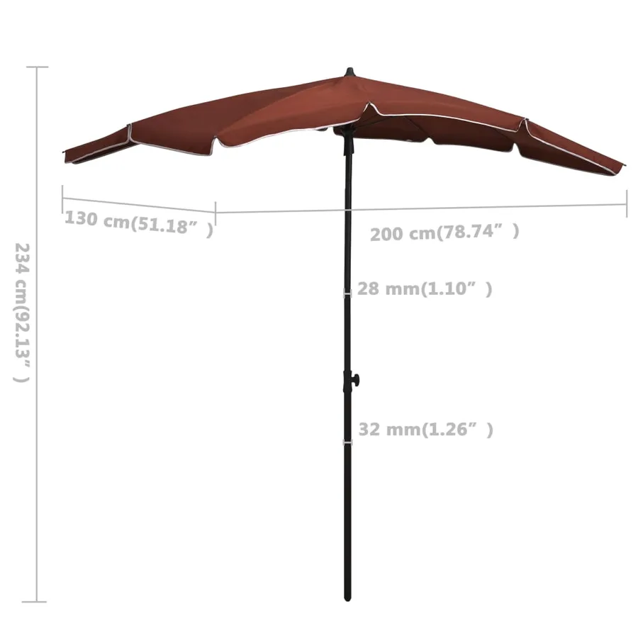 Parasol de jardin avec mât 200x130 cm terre cuite - 6