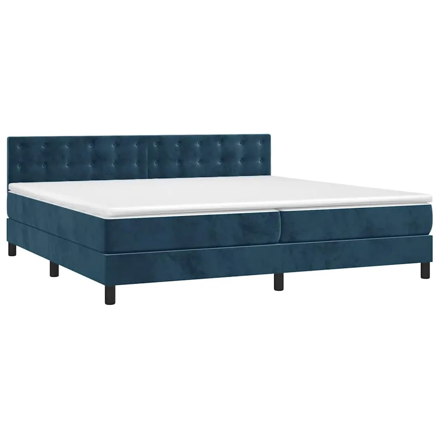 Sommier à lattes de lit et matelas Bleu foncé 200x200cm Velours - 3
