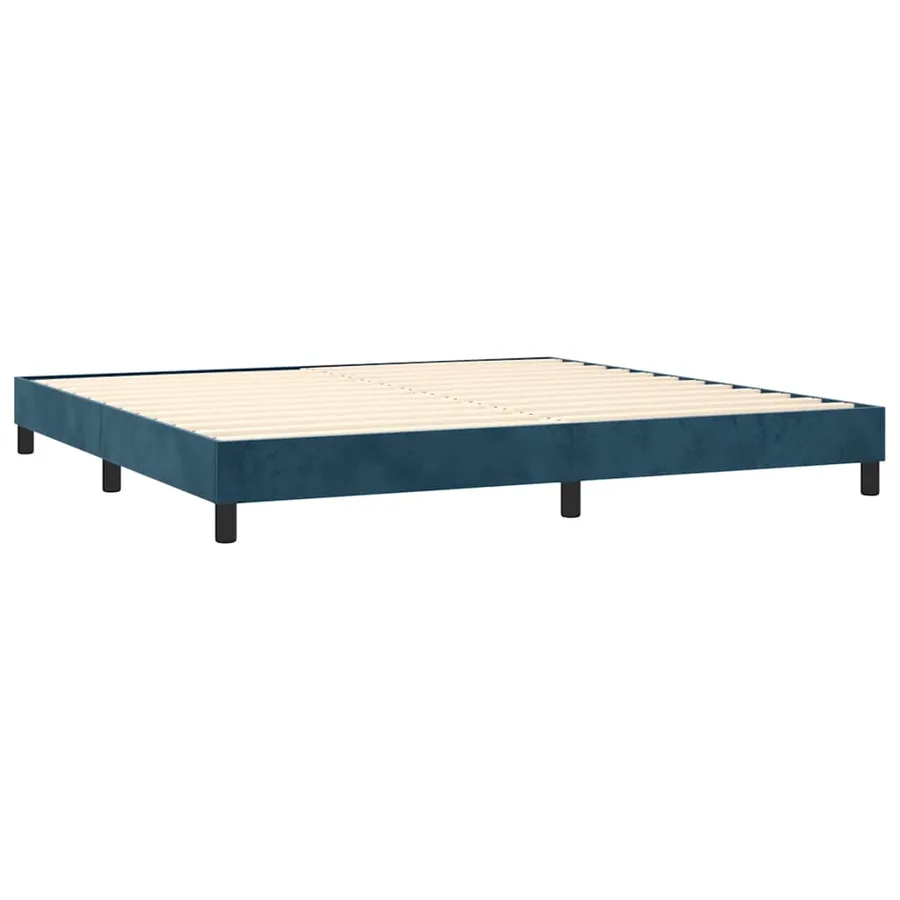 Sommier à lattes de lit et matelas Bleu foncé 200x200cm Velours - 4