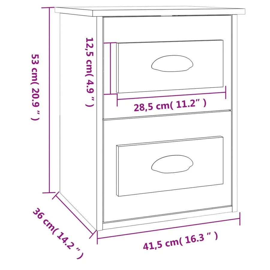 Table de chevet murale noir 41,5x36x53 cm - 11