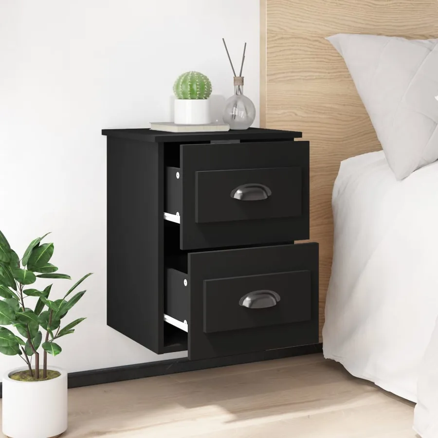 Table de chevet murale noir 41,5x36x53 cm - 3