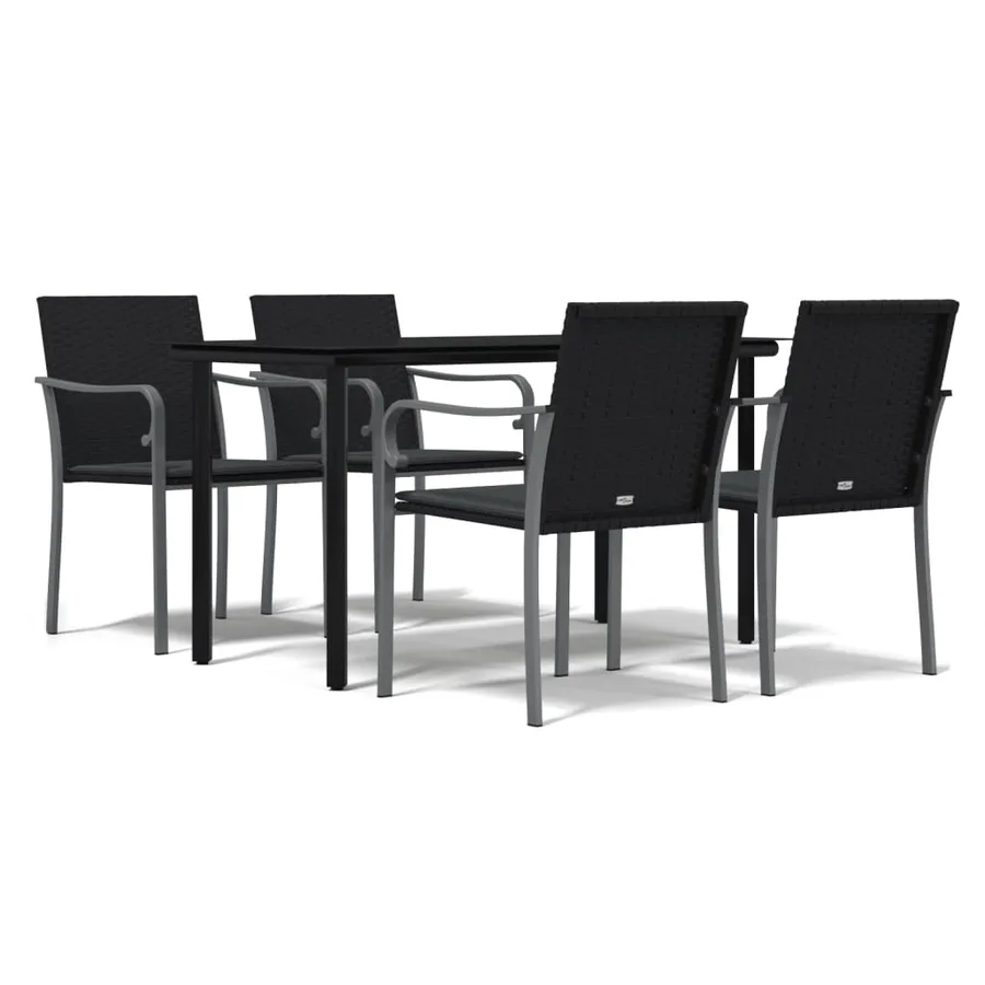 Ensemble à manger de jardin 5 pcs coussins résine tressée acier - 2