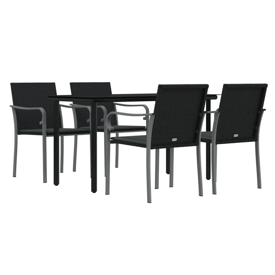 Ensemble à manger de jardin 5 pcs coussins résine tressée acier - 3