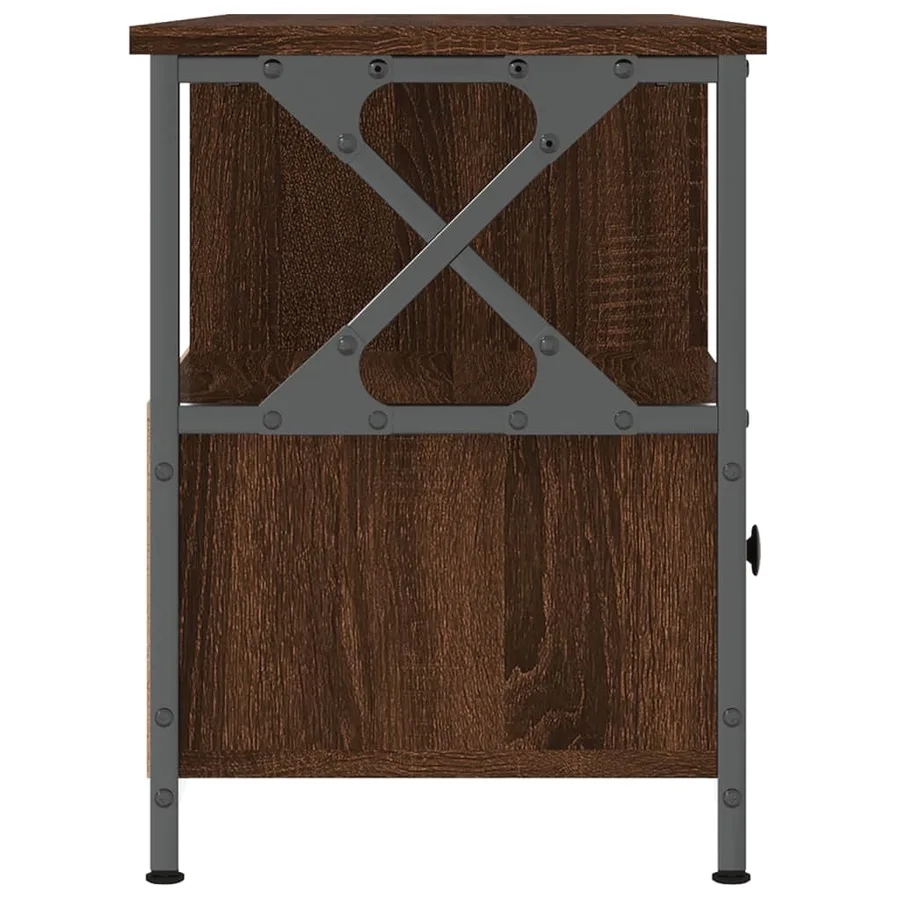 Meuble TV chêne marron 102x33x45 cm bois d'ingénierie et fer - 6