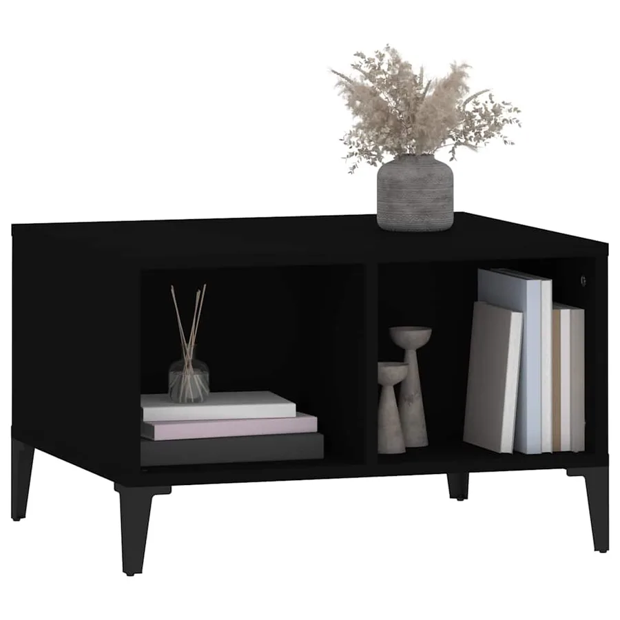 Table basse Noir 60x50x36,5 cm Bois d'ingénierie - 4