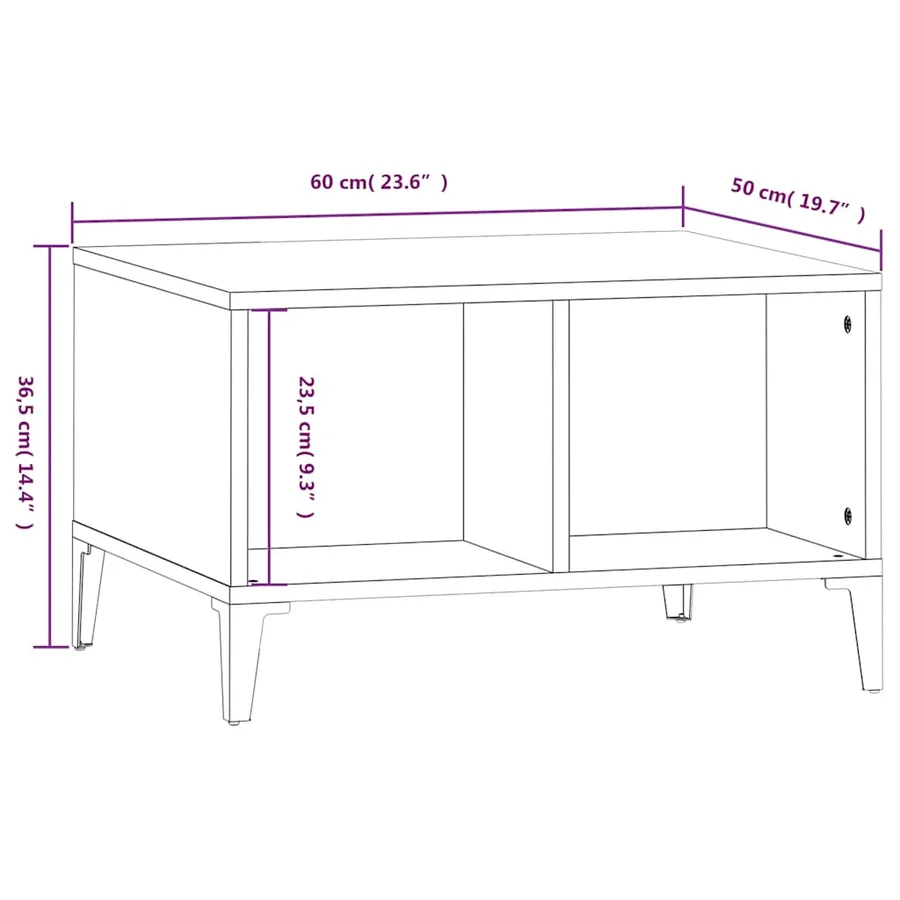Table basse Noir 60x50x36,5 cm Bois d'ingénierie - 8