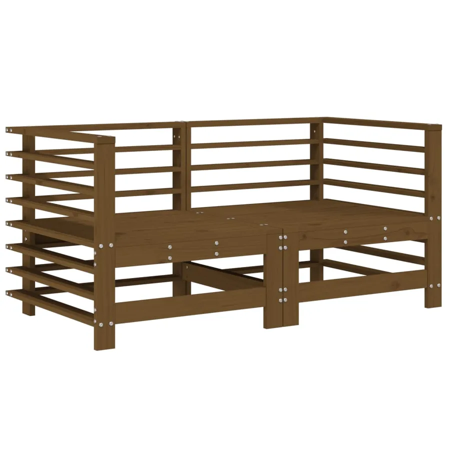 Canapés d'angle et coussins 2pcs marron miel bois de pin massif - 3