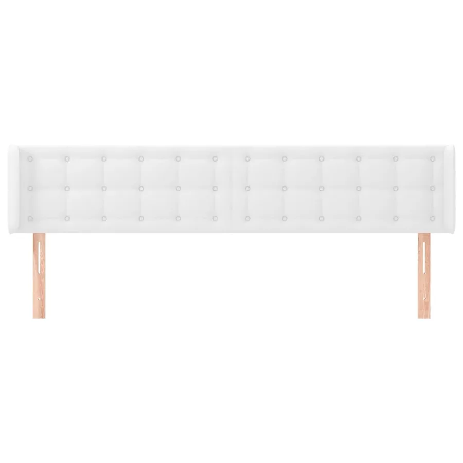 Tête de lit avec oreilles Blanc 203x16x78/88 cm Similicuir - 3